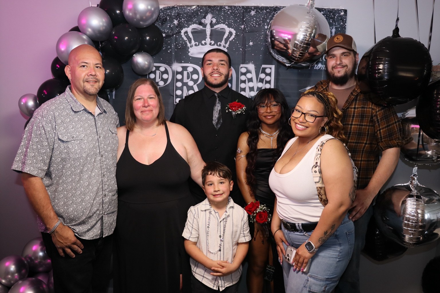 Prom group and family portrait